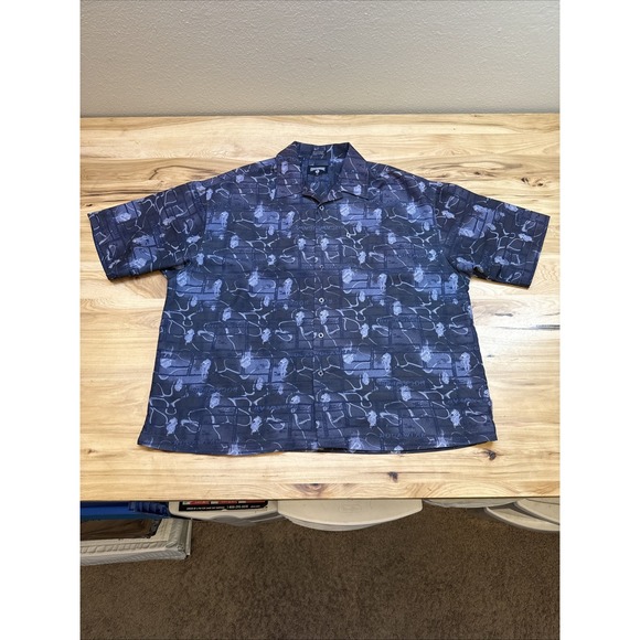 Rocawear Other - Rocawear Shirt Mens Size XL Blue Logo All Over Print Short Sleeve Button Down
